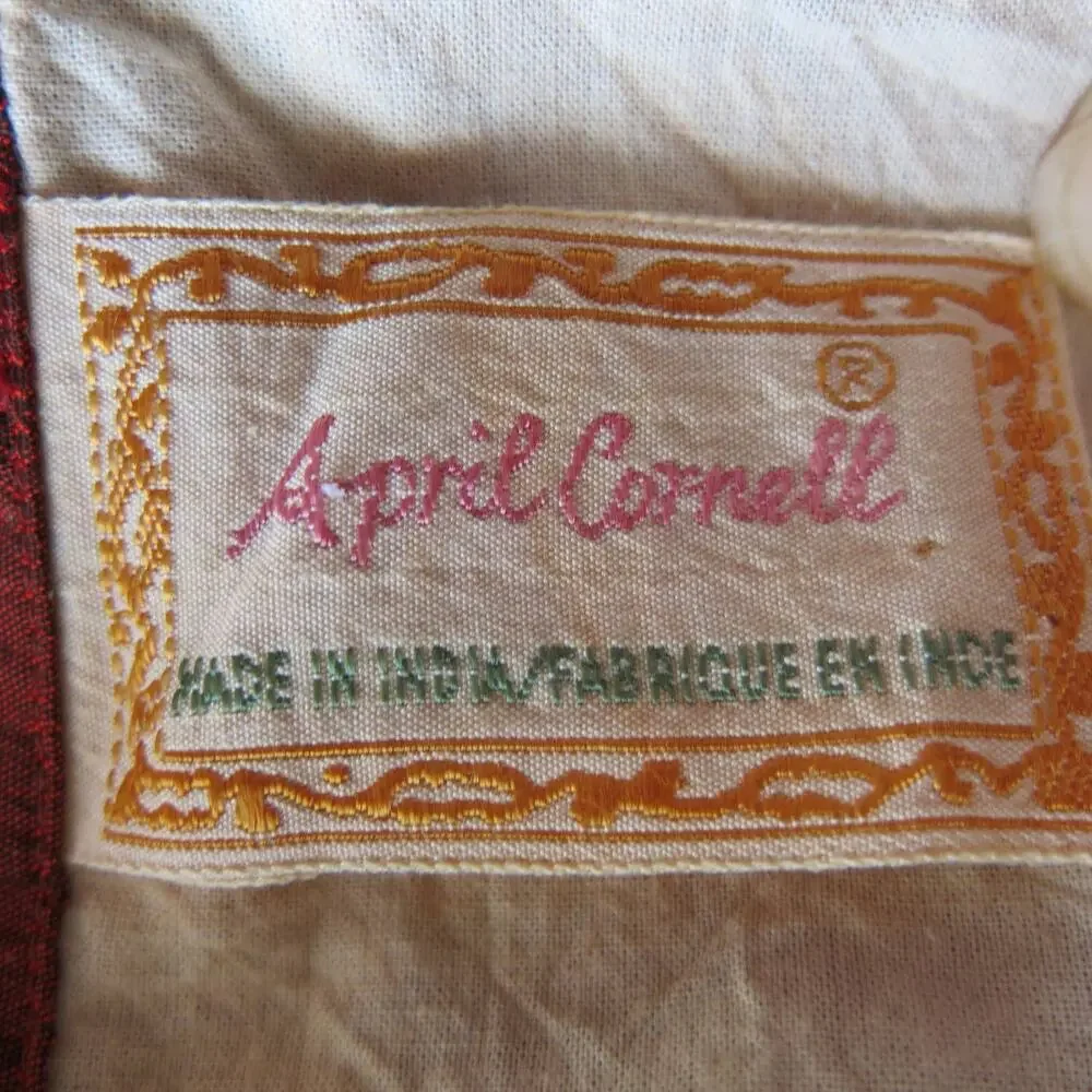 Vintage APRIL CORNELL Curtain Valence Swag Panel Pocket Rod Silk Blend Lined Red
